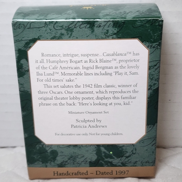 Vintage 1997 Miniature Hallmark Ornament Movie CASABLANCA™ Set of 3 Ornaments - Picture 2 of 5